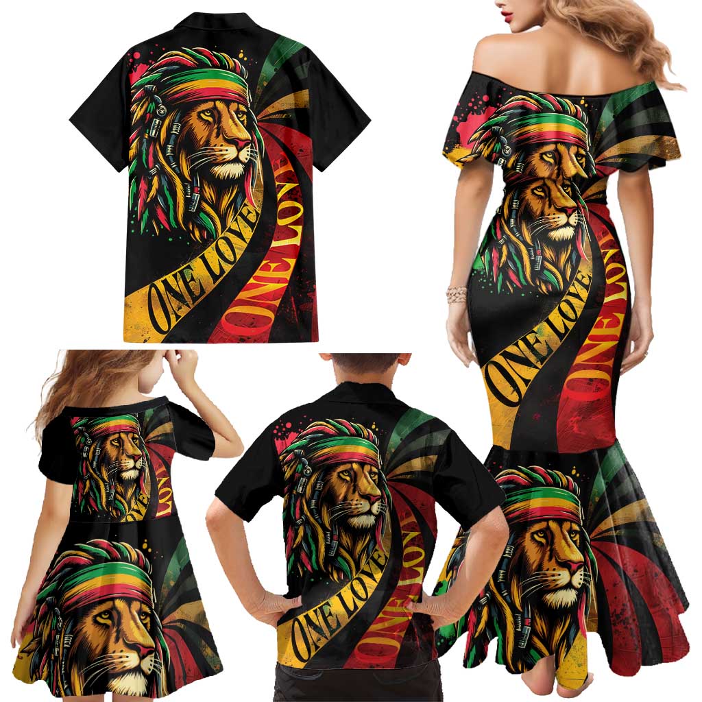 Jamaica Rastafarian Lion One Love Family Matching Mermaid Dress and Hawaiian Shirt LT9 - Wonder Print Shop