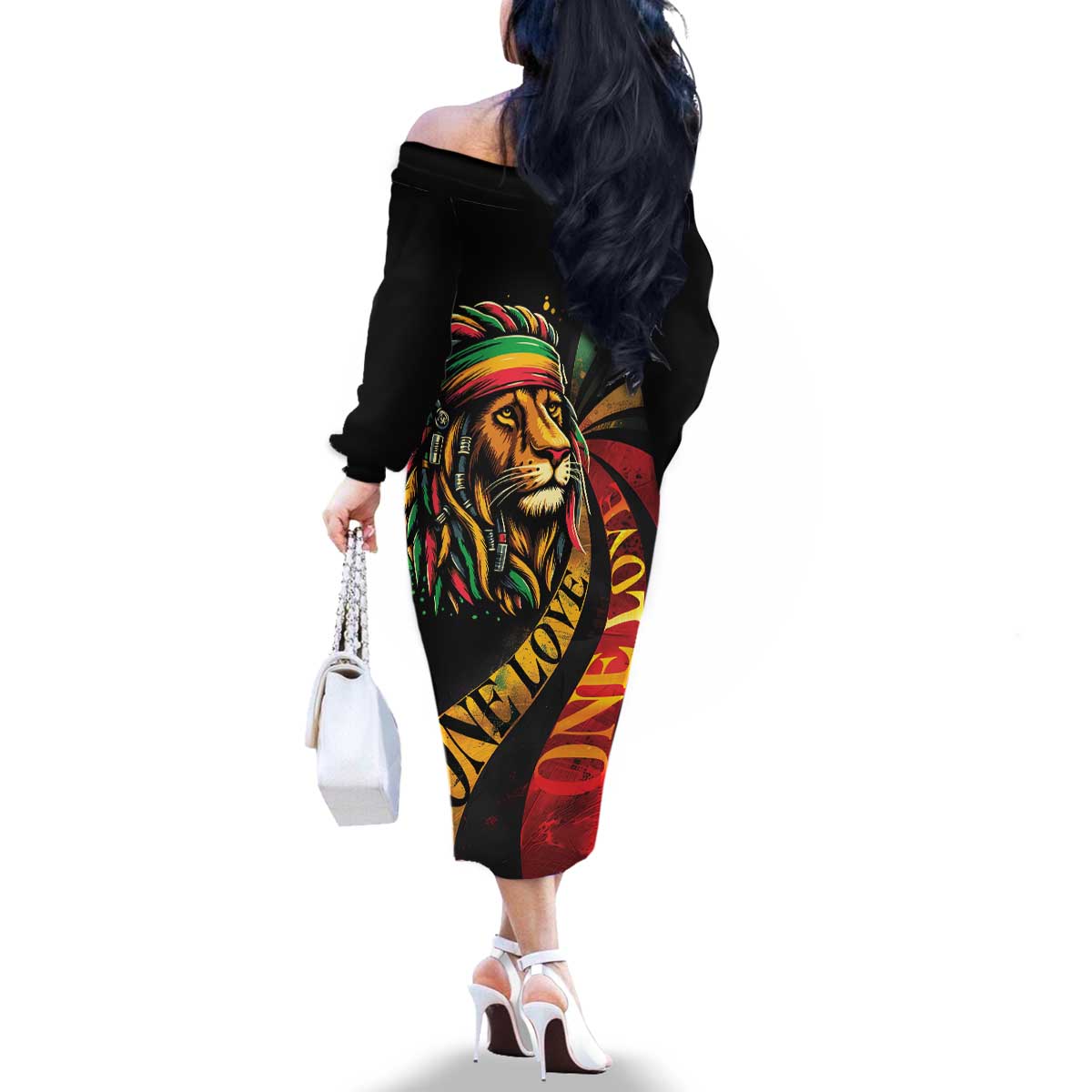 Jamaica Rastafarian Lion One Love Family Matching Off The Shoulder Long Sleeve Dress and Hawaiian Shirt - Wonder Print Shop