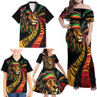Jamaica Rastafarian Lion One Love Family Matching Off Shoulder Maxi Dress and Hawaiian Shirt LT9 - Wonder Print Shop