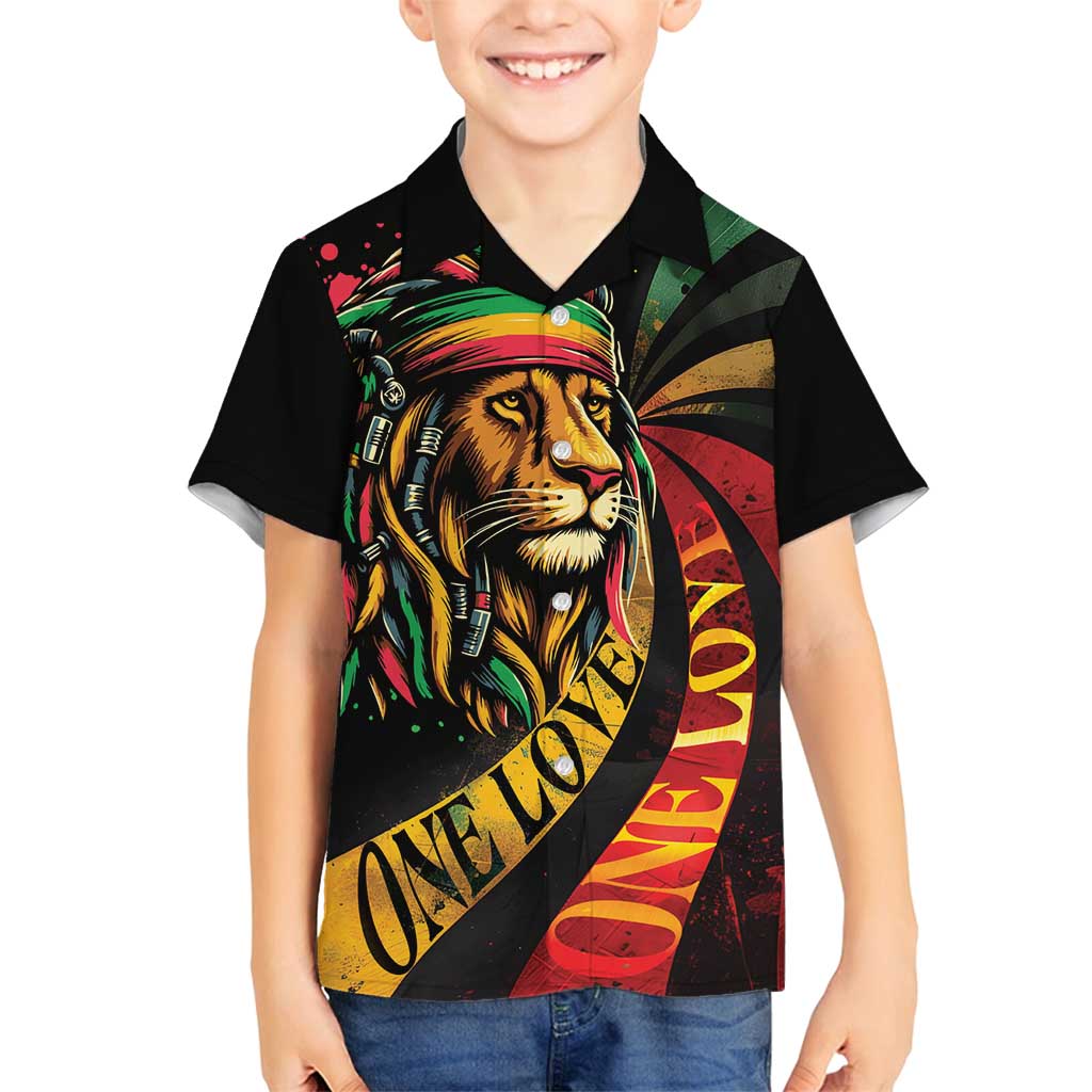 Jamaica Rastafarian Lion One Love Family Matching Off Shoulder Maxi Dress and Hawaiian Shirt LT9 - Wonder Print Shop