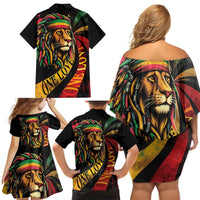 Jamaica Rastafarian Lion One Love Family Matching Off Shoulder Short Dress and Hawaiian Shirt LT9 - Wonder Print Shop