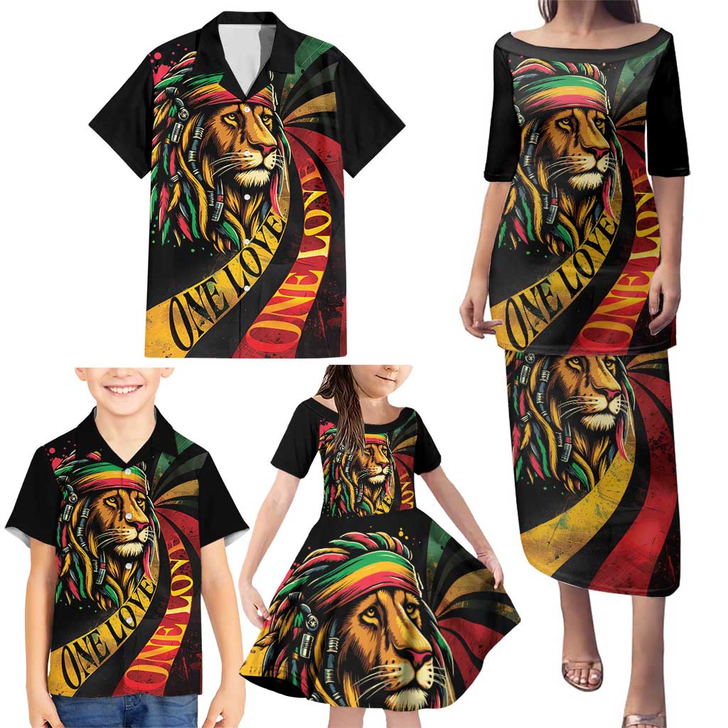 Jamaica Rastafarian Lion One Love Family Matching Puletasi and Hawaiian Shirt - Wonder Print Shop