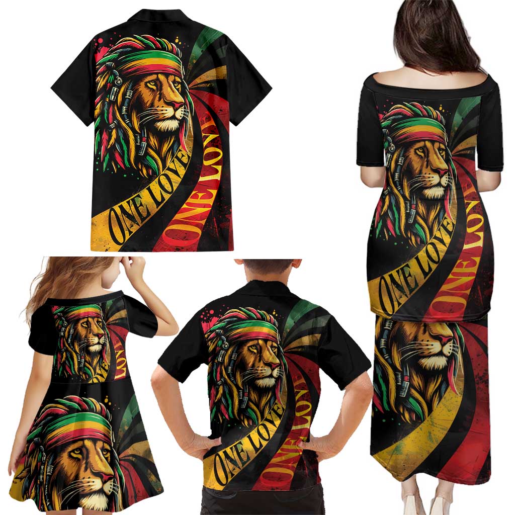 Jamaica Rastafarian Lion One Love Family Matching Puletasi and Hawaiian Shirt - Wonder Print Shop