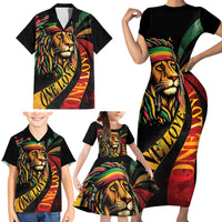 Jamaica Rastafarian Lion One Love Family Matching Short Sleeve Bodycon Dress and Hawaiian Shirt - Wonder Print Shop