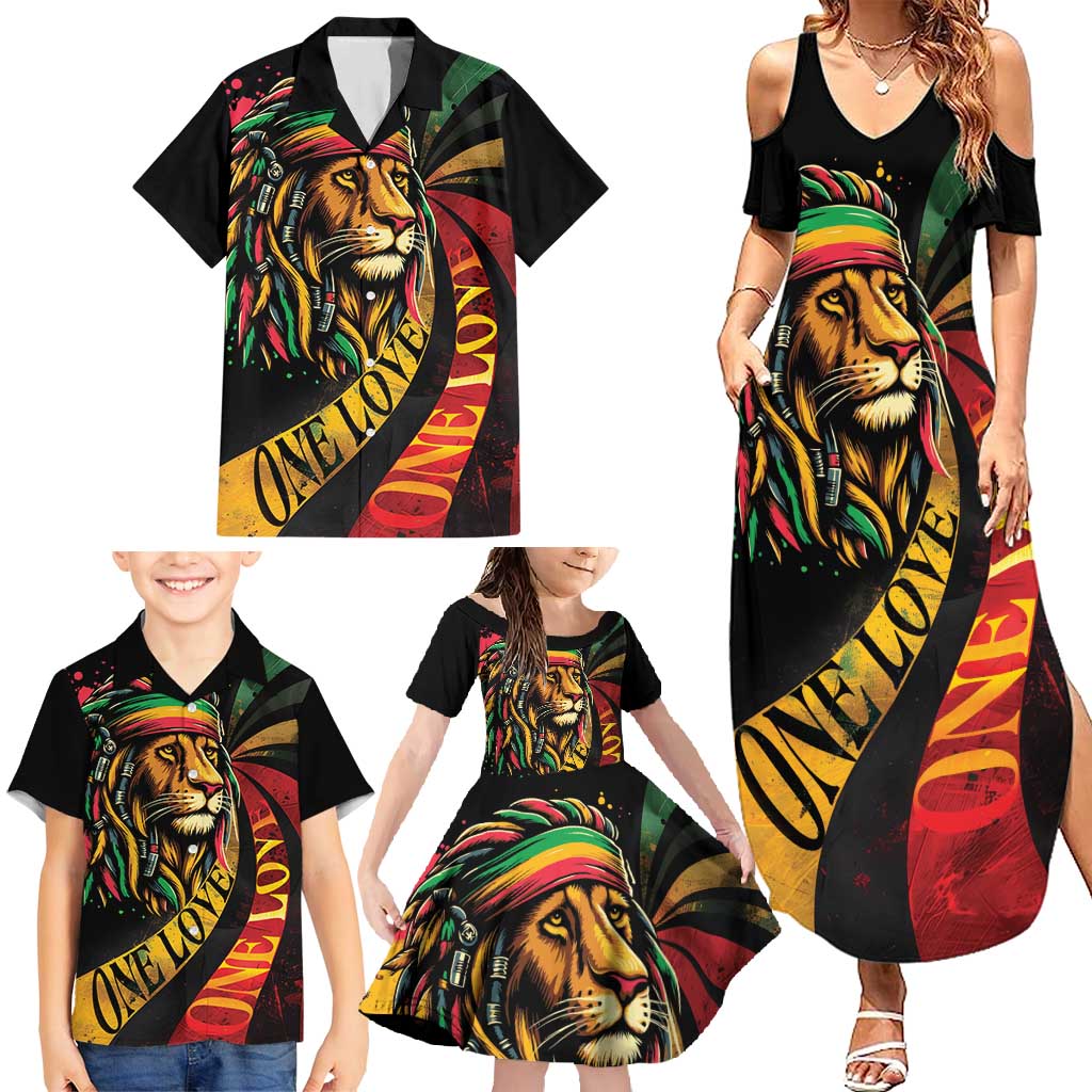 Jamaica Rastafarian Lion One Love Family Matching Summer Maxi Dress and Hawaiian Shirt - Wonder Print Shop