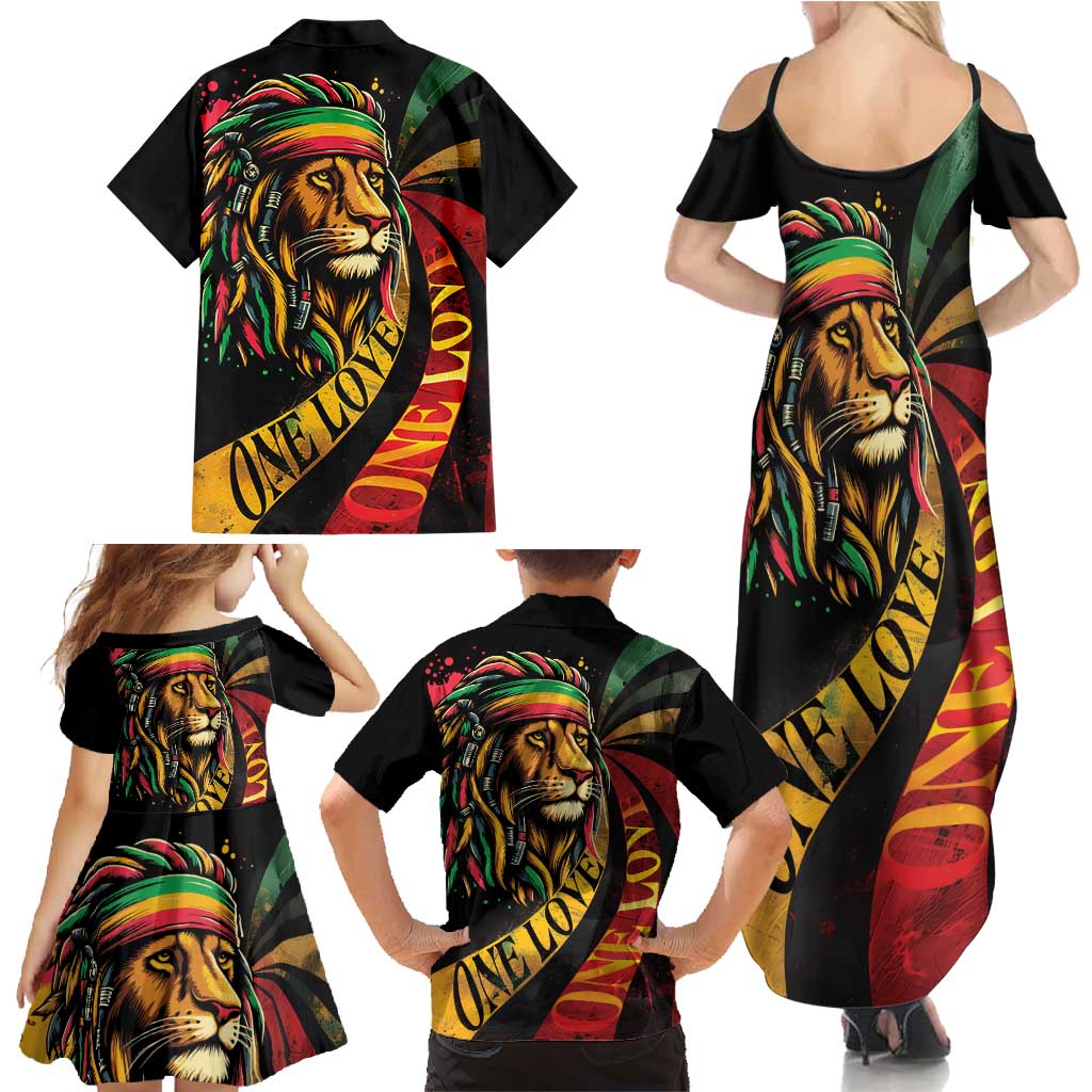 Jamaica Rastafarian Lion One Love Family Matching Summer Maxi Dress and Hawaiian Shirt - Wonder Print Shop