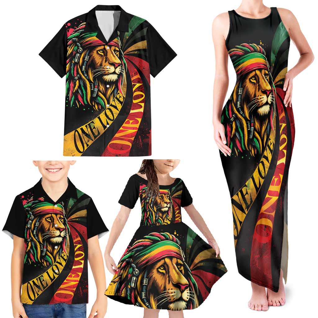 Jamaica Rastafarian Lion One Love Family Matching Tank Maxi Dress and Hawaiian Shirt - Wonder Print Shop