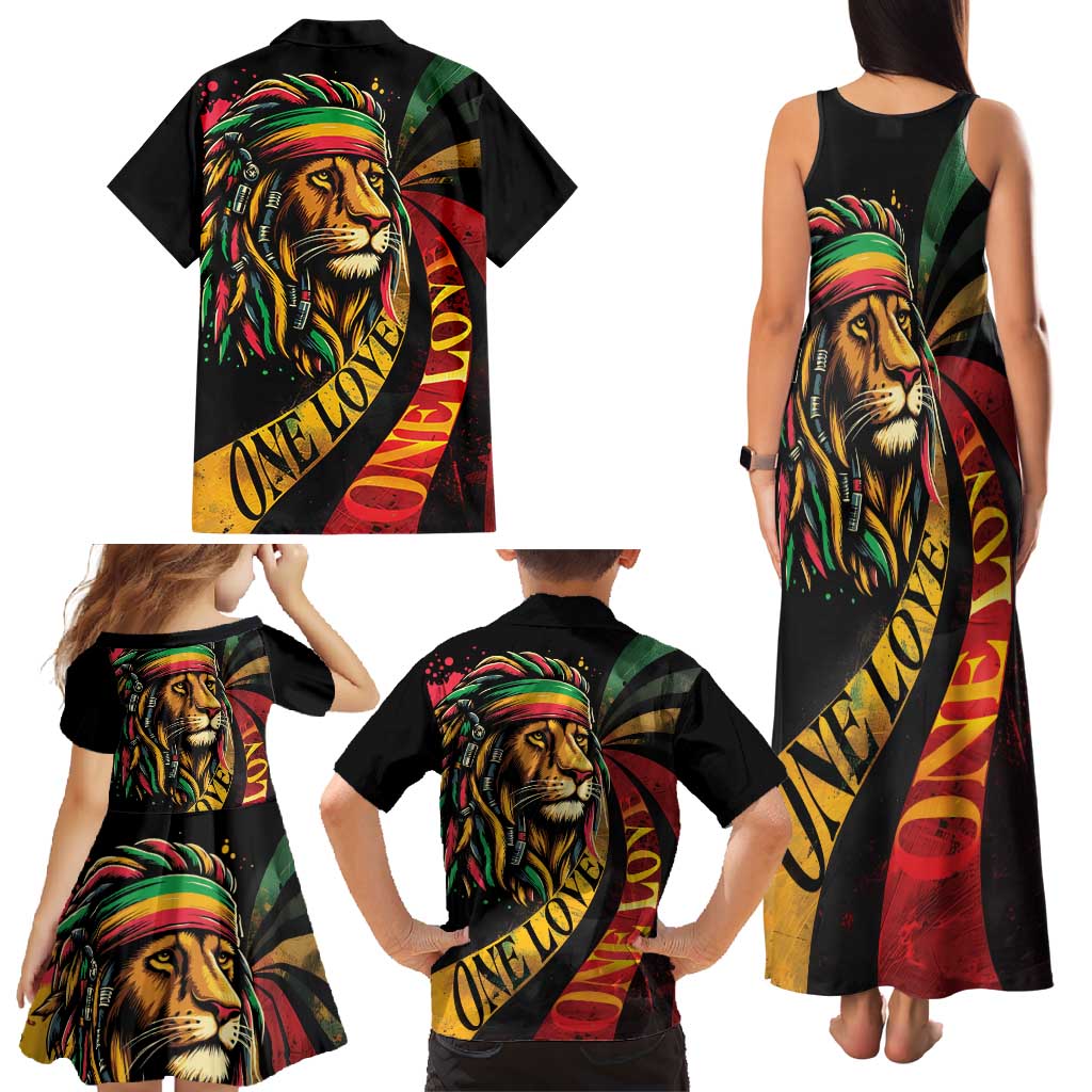 Jamaica Rastafarian Lion One Love Family Matching Tank Maxi Dress and Hawaiian Shirt - Wonder Print Shop