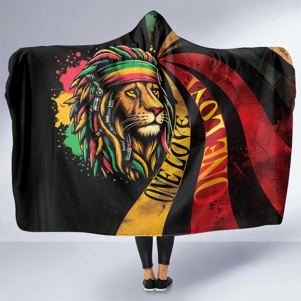 Jamaica Rastafarian Lion One Love Hooded Blanket