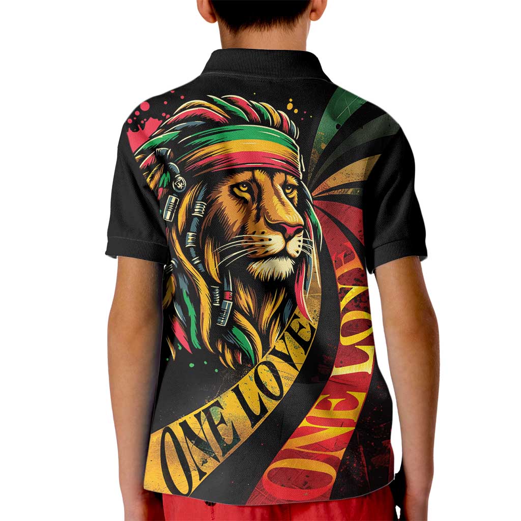 Jamaica Rastafarian Lion One Love Kid Polo Shirt - Wonder Print Shop