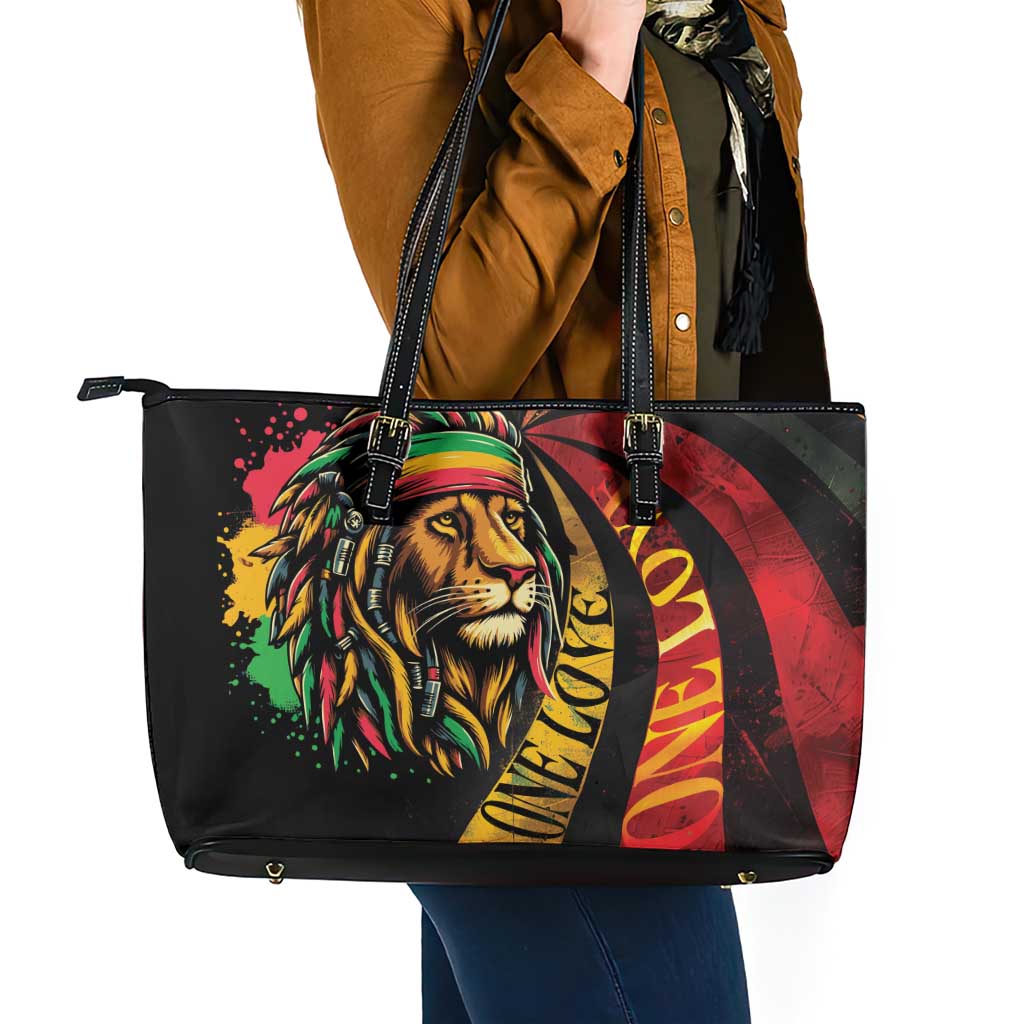 Jamaica Rastafarian Lion One Love Leather Tote Bag - Wonder Print Shop