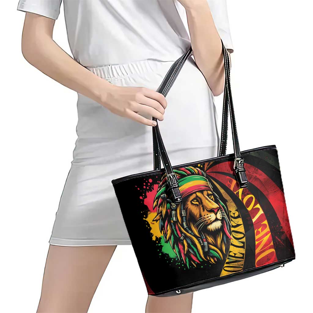 Jamaica Rastafarian Lion One Love Leather Tote Bag - Wonder Print Shop