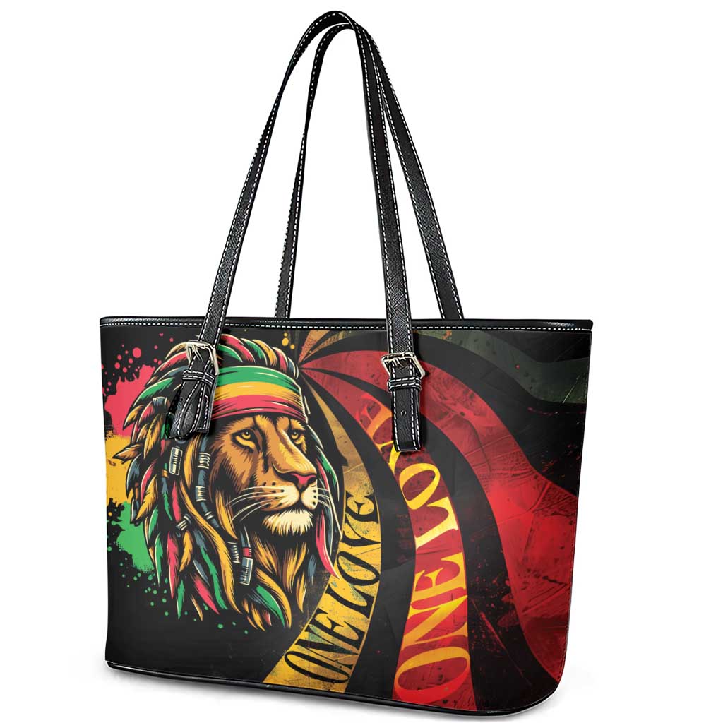 Jamaica Rastafarian Lion One Love Leather Tote Bag - Wonder Print Shop