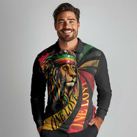 Jamaica Rastafarian Lion One Love Long Sleeve Polo Shirt - Wonder Print Shop
