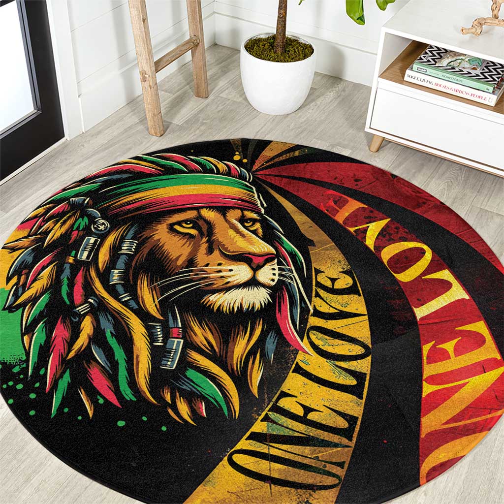 Jamaica Rastafarian Lion One Love Round Carpet