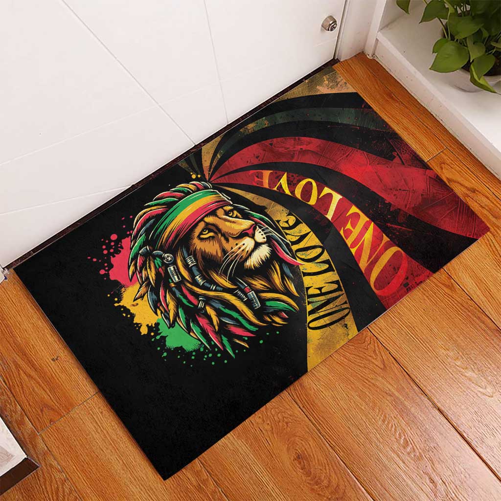 Jamaica Rastafarian Lion One Love Rubber Doormat - Wonder Print Shop