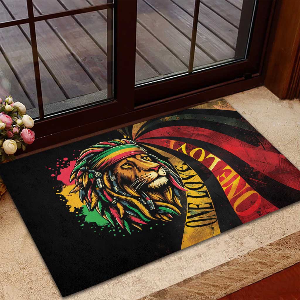Jamaica Rastafarian Lion One Love Rubber Doormat - Wonder Print Shop