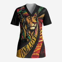 Black Jamaican Scrub Top Rastafarian Lion One Love