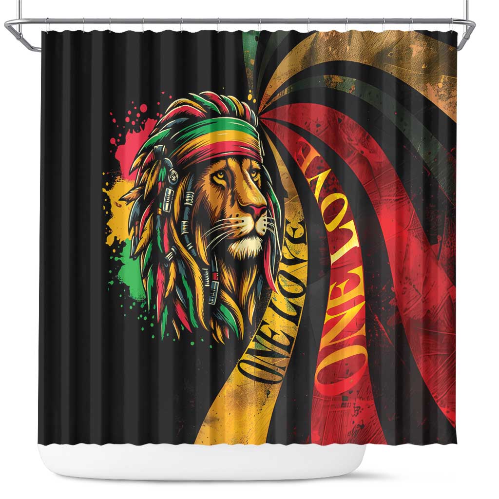 Jamaica Rastafarian Lion One Love Shower Curtain