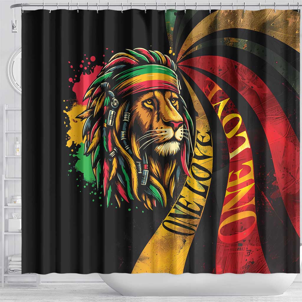 Jamaica Rastafarian Lion One Love Shower Curtain