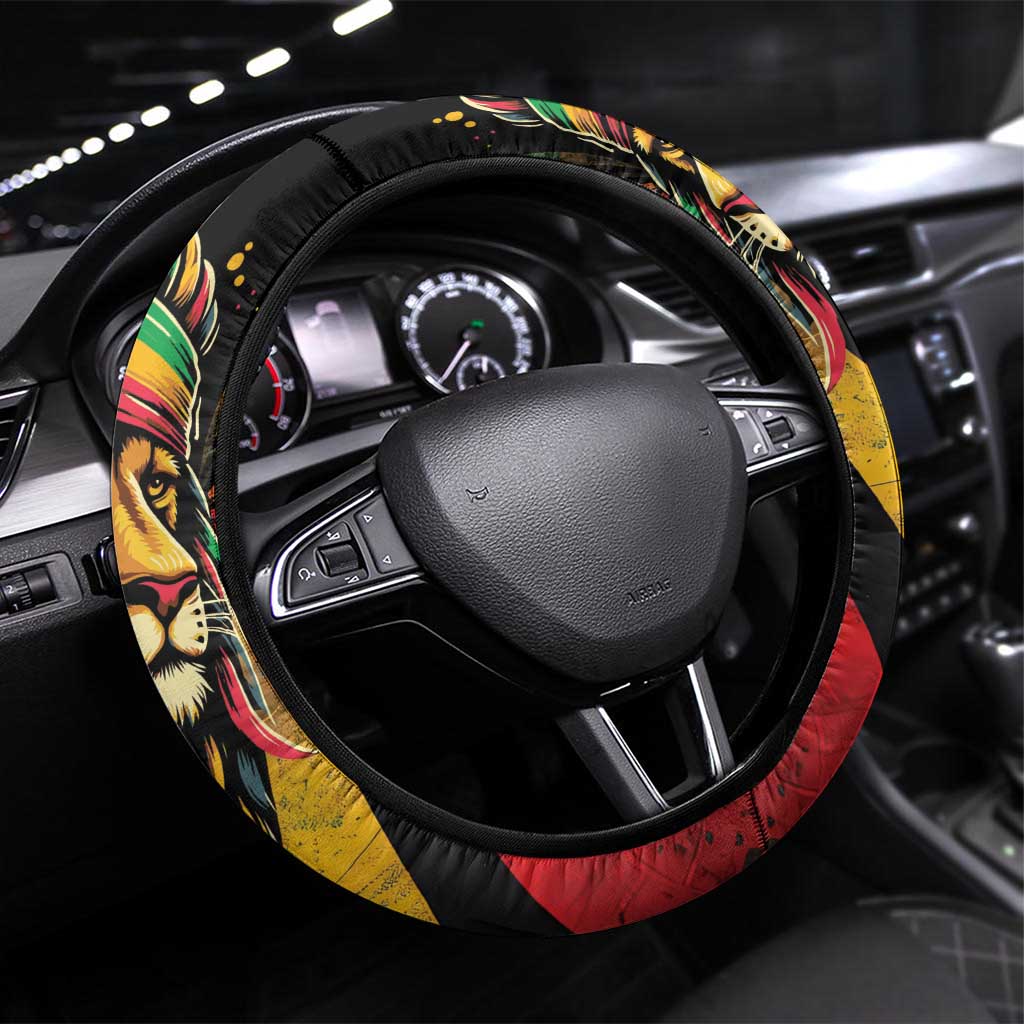 Jamaica Rastafarian Lion One Love Steering Wheel Cover - Wonder Print Shop
