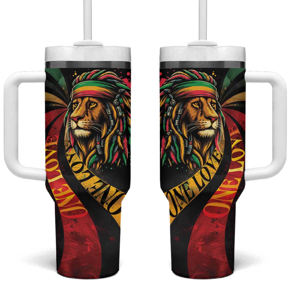 Jamaica Rastafarian Lion One Love Tumbler With Handle - Wonder Print Shop