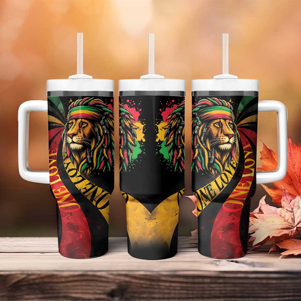 Jamaica Rastafarian Lion One Love Tumbler With Handle - Wonder Print Shop