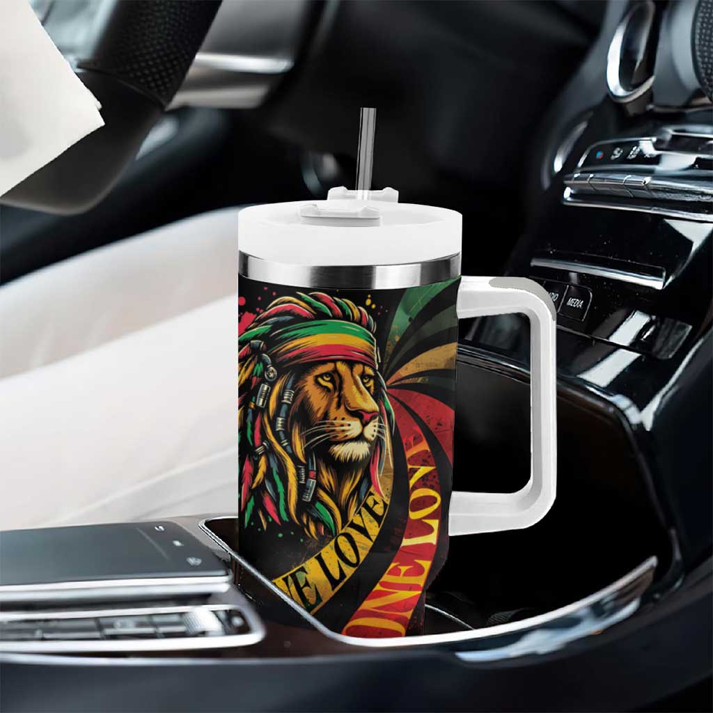Jamaica Rastafarian Lion One Love Tumbler With Handle - Wonder Print Shop