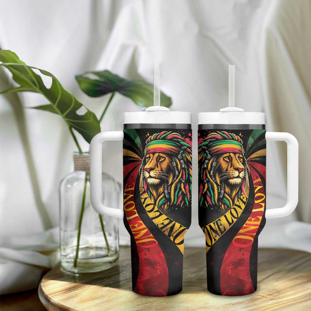 Jamaica Rastafarian Lion One Love Tumbler With Handle - Wonder Print Shop