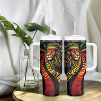 Jamaica Rastafarian Lion One Love Tumbler With Handle - Wonder Print Shop