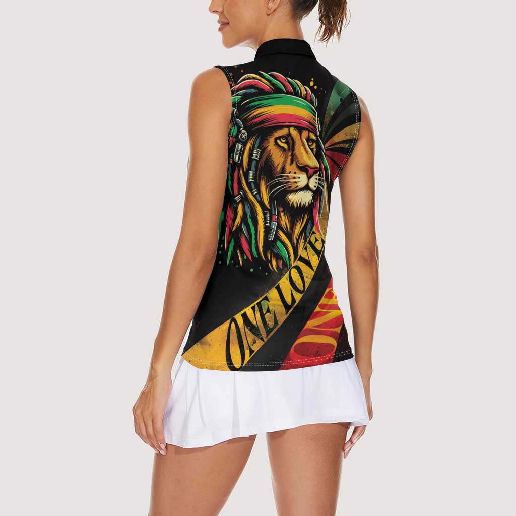 Jamaica Rastafarian Lion One Love Women Sleeveless Polo Shirt - Wonder Print Shop