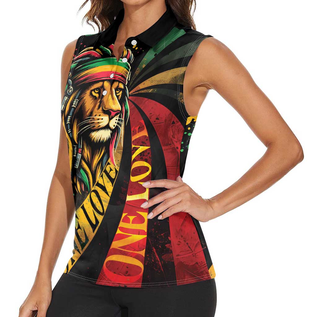 Jamaica Rastafarian Lion One Love Women Sleeveless Polo Shirt - Wonder Print Shop