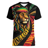 Jamaica Rastafarian Lion One Love Women V-Neck T-Shirt - Wonder Print Shop