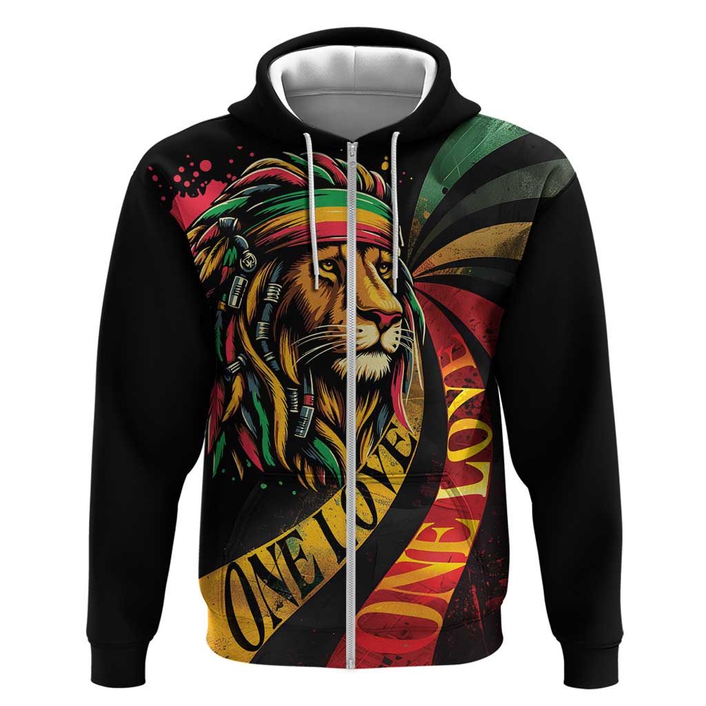 Jamaica Rastafarian Lion One Love Zip Hoodie - Wonder Print Shop