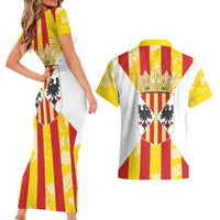 Kingdom of Trinacria Couples Matching Short Sleeve Bodycon Dress and Hawaiian Shirt Est 1282 Animus Tuus Dominus LT9 - Wonder Print Shop