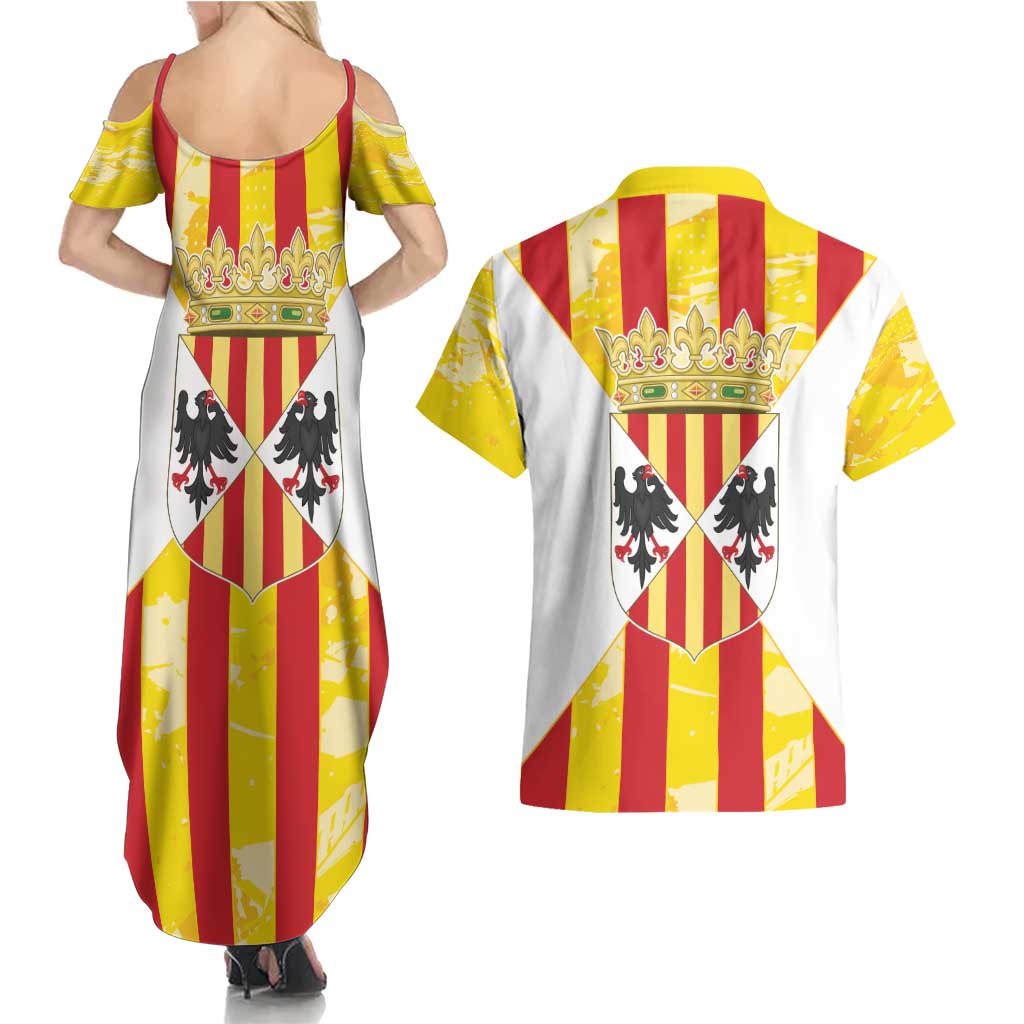 Kingdom of Trinacria Couples Matching Summer Maxi Dress and Hawaiian Shirt Est 1282 Animus Tuus Dominus LT9 - Wonder Print Shop