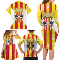 Kingdom of Trinacria Family Matching Long Sleeve Bodycon Dress and Hawaiian Shirt Est 1282 Animus Tuus Dominus LT9 - Wonder Print Shop