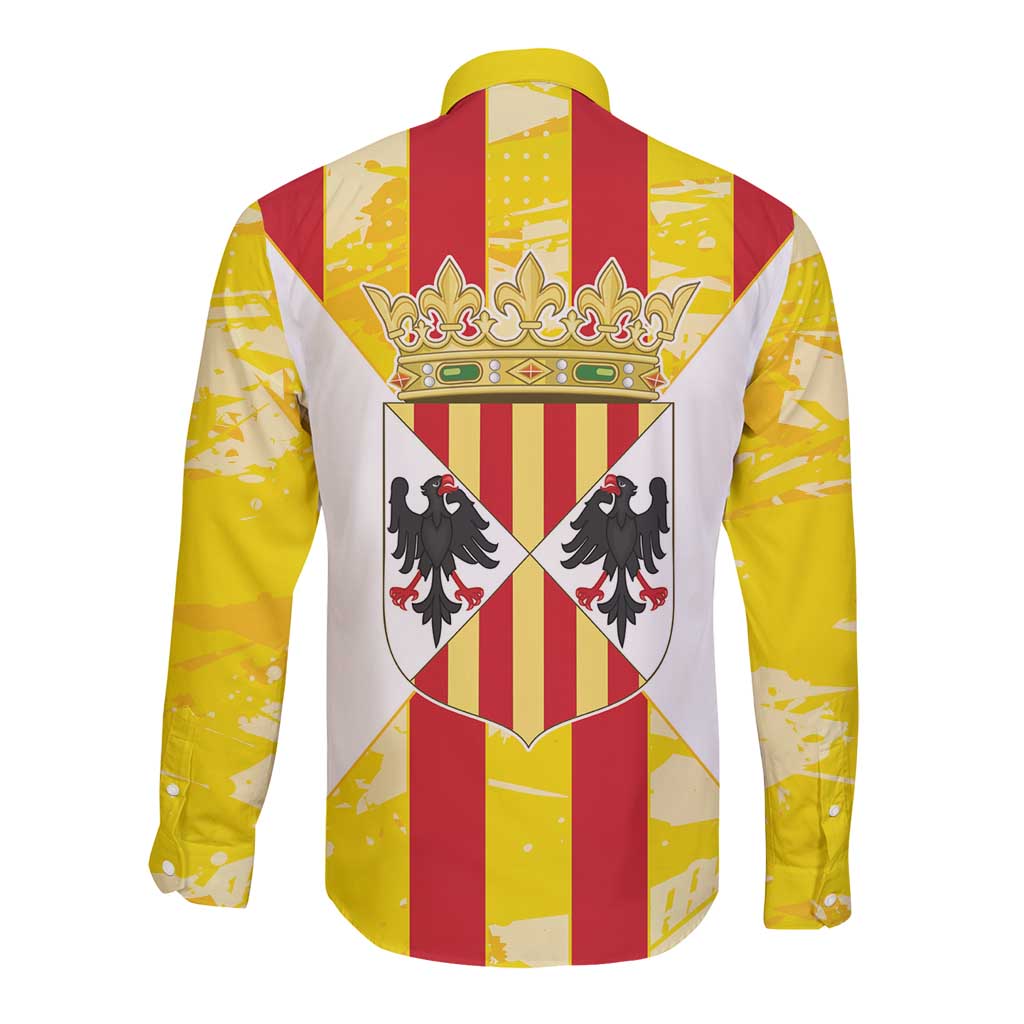 Kingdom of Trinacria Long Sleeve Button Shirt Est 1282 Animus Tuus Dominus - Wonder Print Shop
