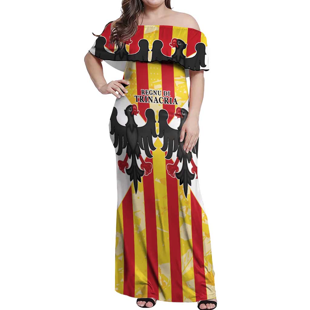 Kingdom of Trinacria Off Shoulder Maxi Dress Est 1282 Animus Tuus Dominus - Wonder Print Shop