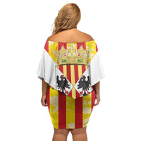 Kingdom of Trinacria Off Shoulder Short Dress Est 1282 Animus Tuus Dominus - Wonder Print Shop