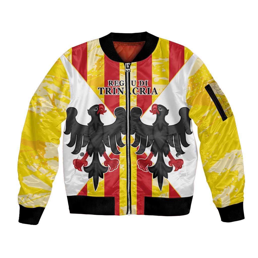 Kingdom of Trinacria Sleeve Zip Bomber Jacket Est 1282 Animus Tuus Dominus - Wonder Print Shop