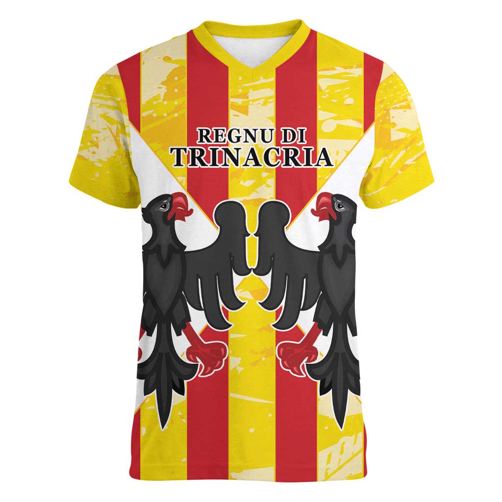 Kingdom of Trinacria Women V-Neck T-Shirt Est 1282 Animus Tuus Dominus - Wonder Print Shop