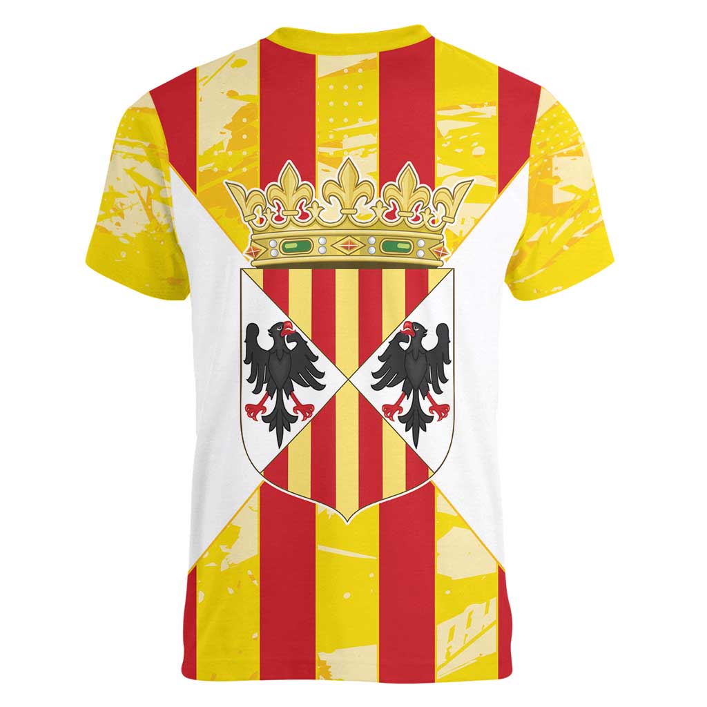 Kingdom of Trinacria Women V-Neck T-Shirt Est 1282 Animus Tuus Dominus - Wonder Print Shop