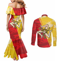 La Bandiera Regione Siciliana Couples Matching Mermaid Dress and Long Sleeve Button Shirt