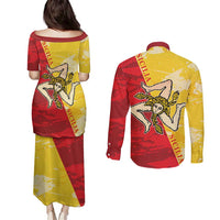 La Bandiera Regione Siciliana Couples Matching Puletasi and Long Sleeve Button Shirt LT9 - Wonder Print Shop