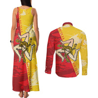 La Bandiera Regione Siciliana Couples Matching Tank Maxi Dress and Long Sleeve Button Shirt LT9 - Wonder Print Shop