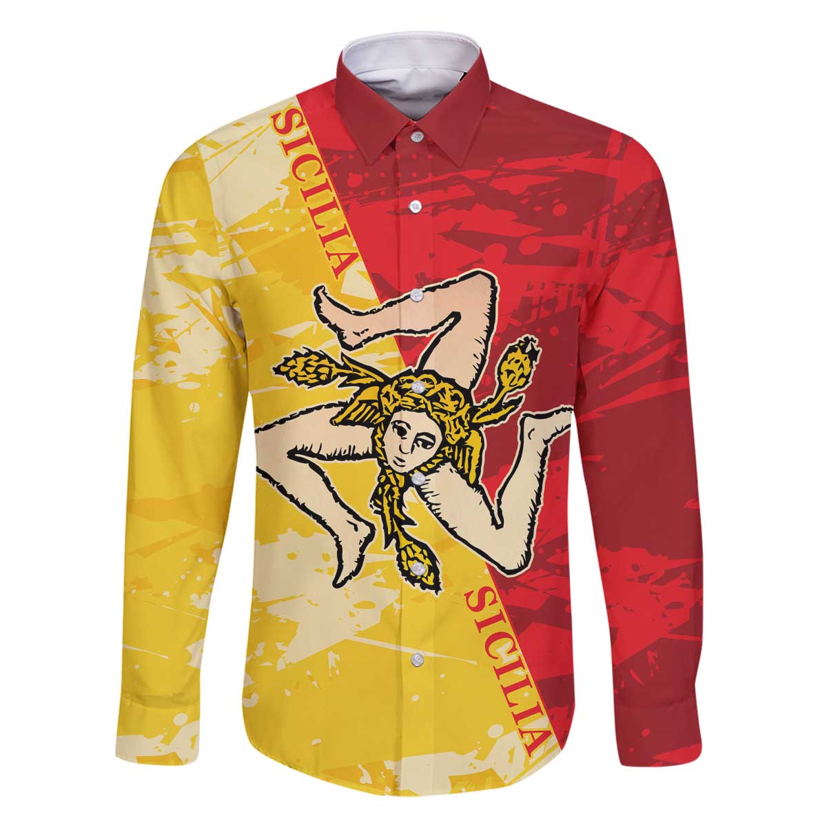 La Bandiera Regione Siciliana Family Matching Off The Shoulder Long Sleeve Dress and Hawaiian Shirt - Wonder Print Shop