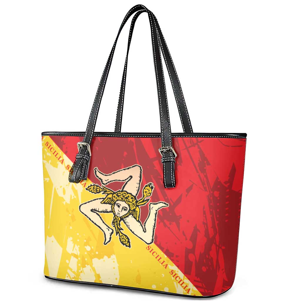 La Bandiera Regione Siciliana Leather Tote Bag - Wonder Print Shop