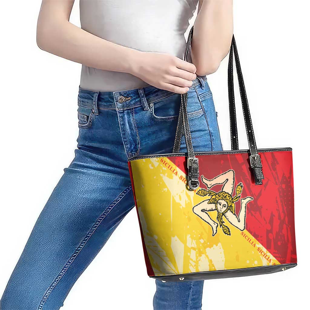 La Bandiera Regione Siciliana Leather Tote Bag - Wonder Print Shop