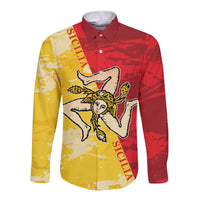 La Bandiera Regione Siciliana Long Sleeve Button Shirt - Wonder Print Shop